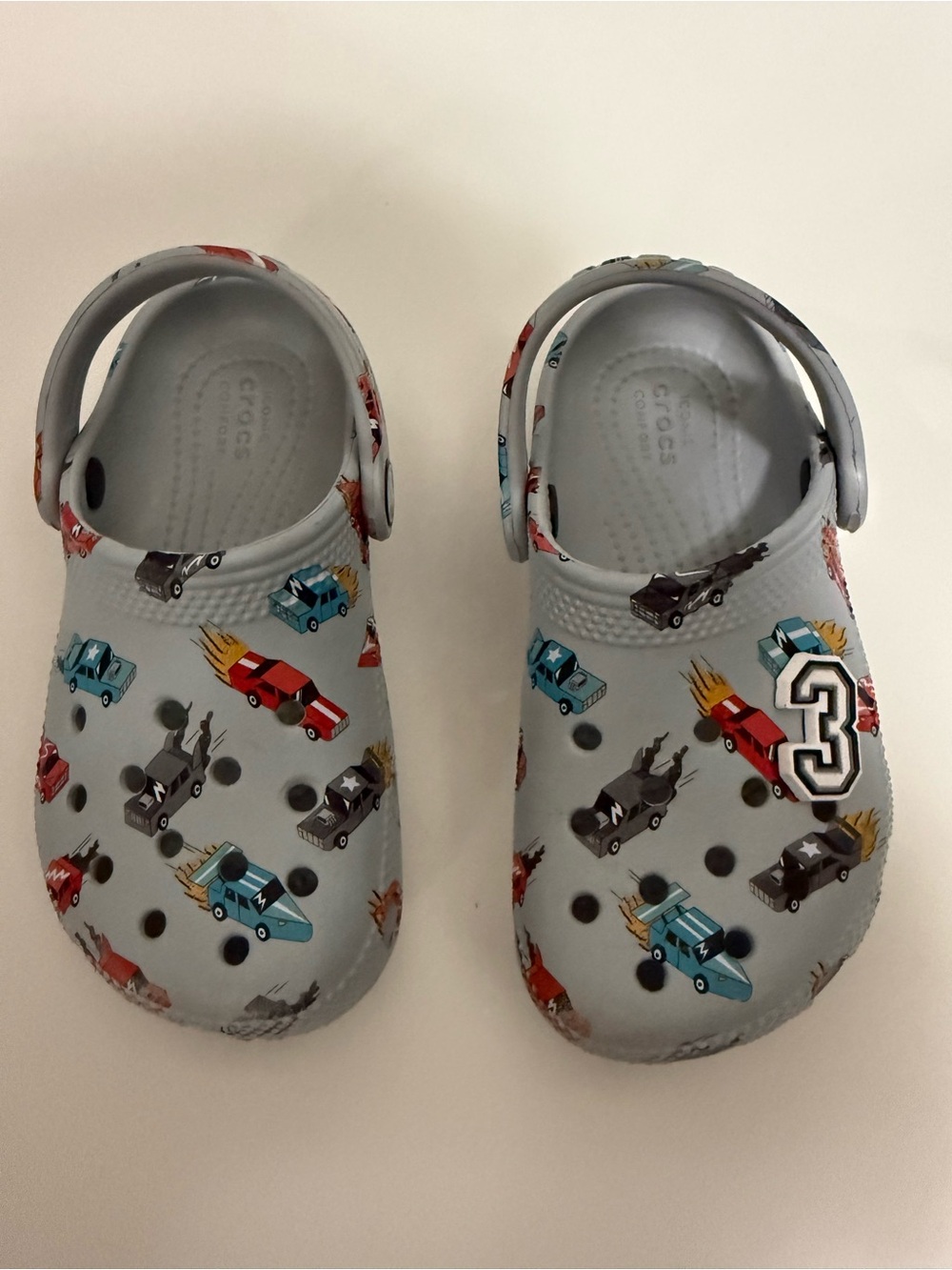 CROCS Kids Light Gray Racing Car Sandals
